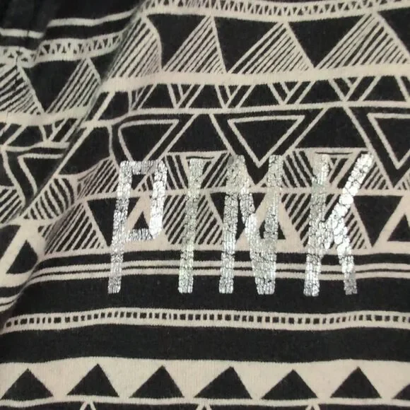 Pink by Victoria Secret Top Womens Size Large Black White Pullover Quarter Zip - Picture 3 of 6